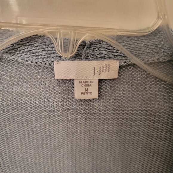 J. Jill Linen Blend Semi Sheer Open Front Long Cardigan Sweater Sz Medium - Picture 4 of 9